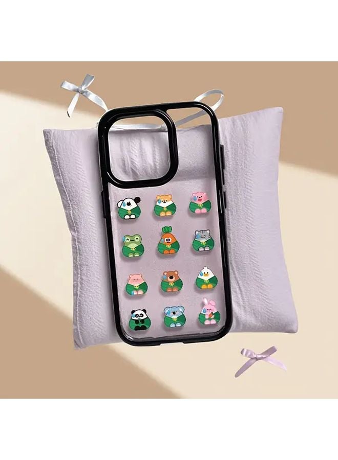 Animal Zongzi Acrylic Transparent Anti Drop Phone Case Black Edge Compatible with iPhone 14 Plus - Image 5